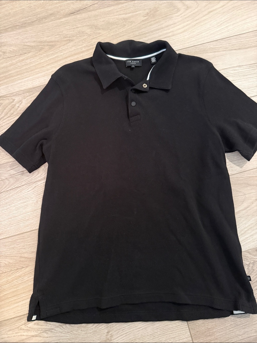 Ted Baker Black Ribbed Short-Sleeve Polo